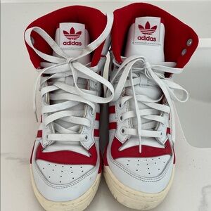 Adidas Women’s Red and White Sneakers